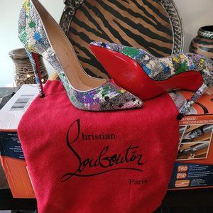 Christian Louboutin Splash Silver Sequin Heels